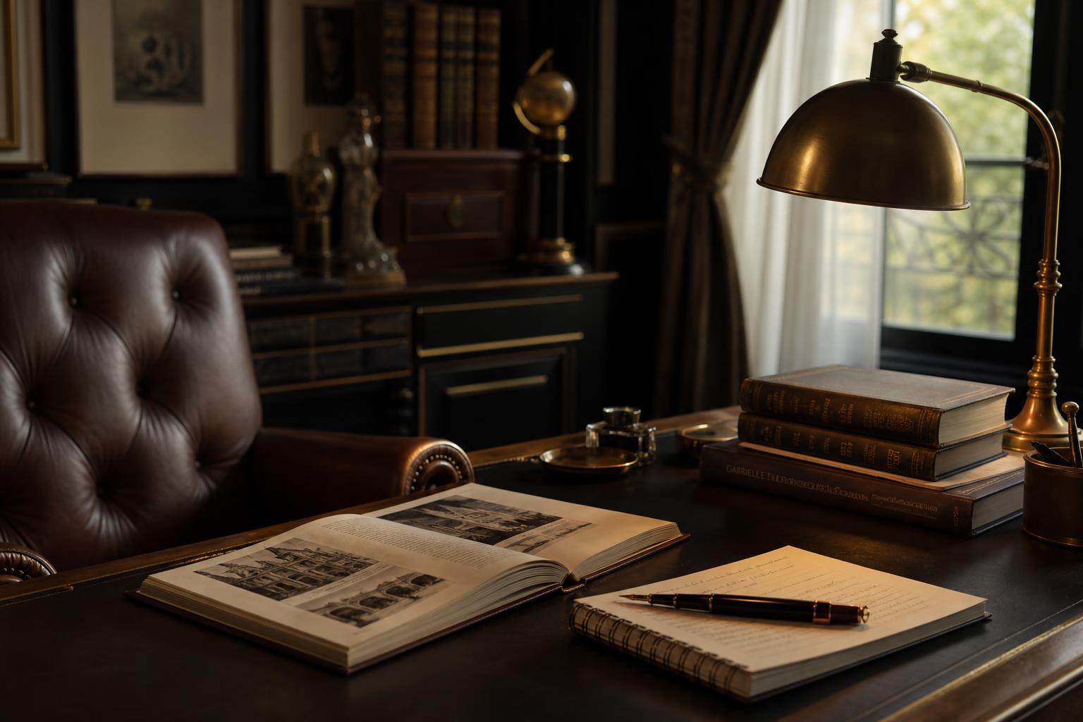 Open manuscript on luxury desk